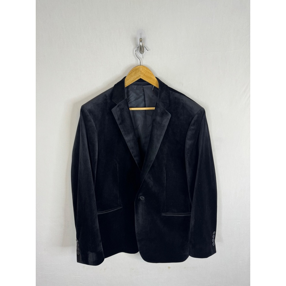 GUESS Los Angeles Mens Slim Fit‎ Black Velvet Blazer Jacket Size 42 M64N31K54M0